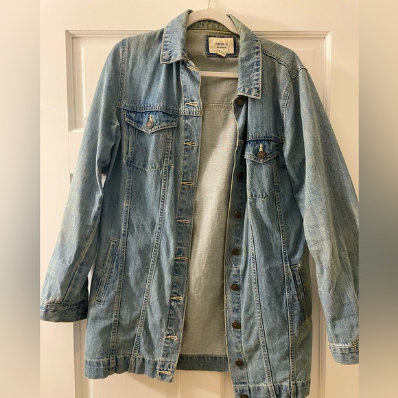 Forever 21 Jackets & Coats Womens Long Denim Jacket Poshmark